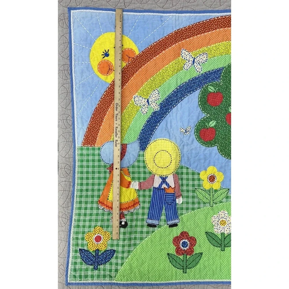 Sunbonnet Sue Overall Sam VTG 1980's Rainbow Quilt Wall Hanging 34